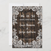 Rustic Wood Lace Country Wedding Save the Date (Voorkant)