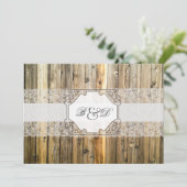 Rustic Wood Lace Elegant Wedding Invitation Kaart (Staand voorkant)