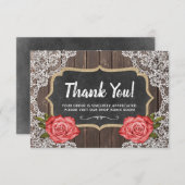 Rustic Wood & Lace Floral Chalkboard Hartelijk dan Bedankkaart (Voorkant / Achterkant)
