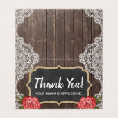 Rustic Wood & Lace Floral Chalkboard Hartelijk dan Kaart (Buitenkant ongevouwen)