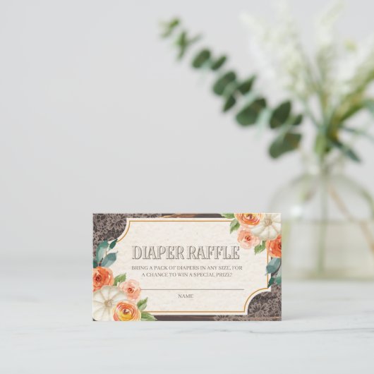 Rustic Wood Lace Herfst Diaper Raffle Enclosure Ca Informatiekaartje (Staand voorkant)