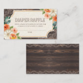 Rustic Wood Lace Herfst Diaper Raffle Enclosure Ca Informatiekaartje (Voorkant / Achterkant)