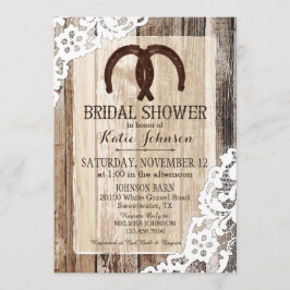 Rustic Wood Lace Hoefijzer Land Vrijgezellenfeest Kaart