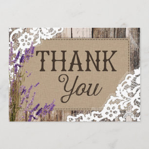 Rustic Wood Lace Lavender Heart Etching Bedankt