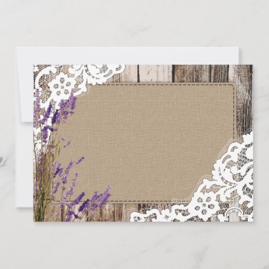 Rustic Wood Lace Lavender Heart Etching Bedankt (Achterkant)