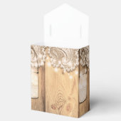 Rustic Wood Lace & Lighted Mason Jar Wedding Bedankdoosjes (Geopend)