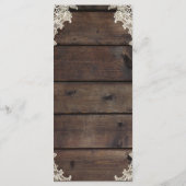 Rustic Wood & Lace Schuur Romantische Trouwmenu Menu (Achterkant)
