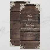 Rustic Wood & Lace Schuur Romantische Trouwmenu Menu (Voorkant / Achterkant)