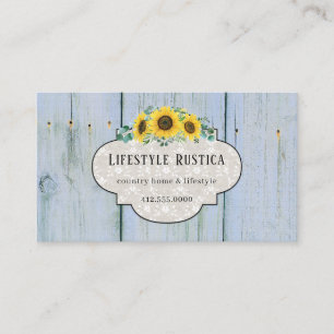 Rustic Wood Lace Shabby Grunge Sunflower Business Visitekaartje
