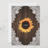Rustic Wood Lace Sunflower Wedding Invitting Kaart (Achterkant)