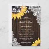 Rustic Wood Lace Sunflower Wedding Invitting Kaart (Voorkant)