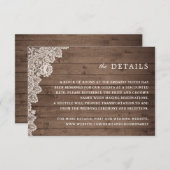 Rustic Wood Lace Wedding Details Kaart (Voorkant / Achterkant)