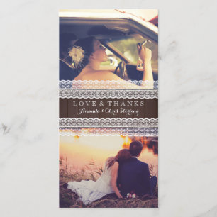 Rustic Wood & Lace Wedding Foto Hartelijk dank Bedankkaart