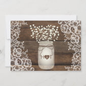 Rustic Wood Lace Wedding Invitation, Mason Jar Kaart (Achterkant)