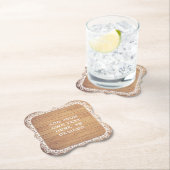 Rustic Wood Lace Wedding Kartonnen Onderzetters (Insitu)