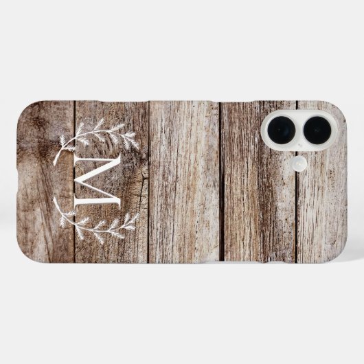 Rustic Wood Laurel Custom Monogramme coque iphone (Verso (horizontal))