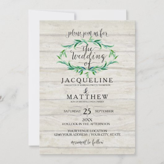 Rustic Wood Laurel Krans Modern Typography Script Kaart (Voorkant)