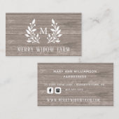 Rustic Wood Laurel Monogramme Carte de visite (Devant / Derrière)