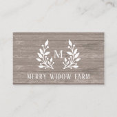 Rustic Wood Laurel Monogramme Carte de visite (Devant)