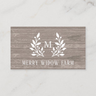 Rustic Wood Laurel Monogrammed Visitekaartje