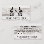 Rustic Wood Laurel Monogrammed Visitekaartje (Voorkant / Achterkant)