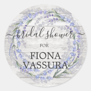Rustic Wood Lavender Floral Wreate Vrijgezellenfee Ronde Sticker