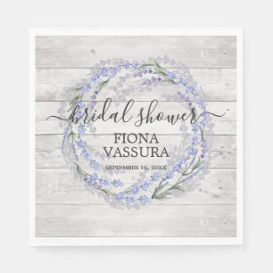 Rustic Wood Lavender Floral Wreate Vrijgezellenfee Servet