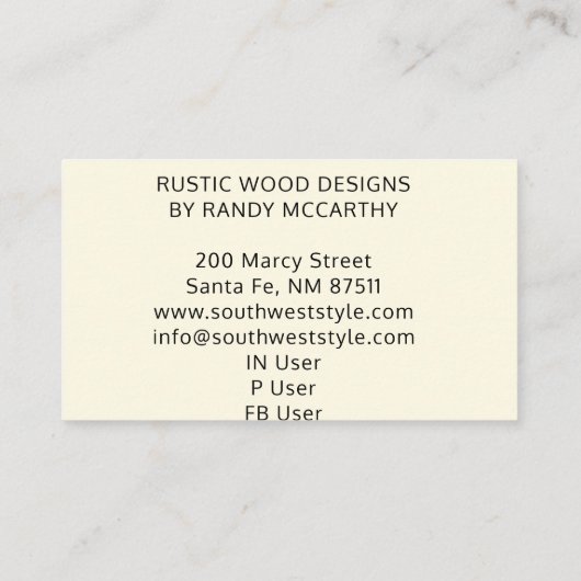 Rustic Wood Leaves Krans Monogram Bord Lavendar Visitekaartje (Achterkant)