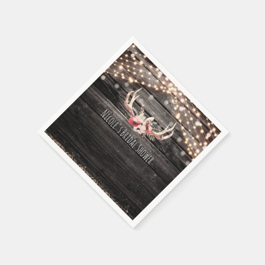 Rustic Wood & Lichten Floral Antlers Boho Chic Gla Servet (Hoek)