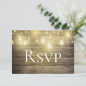 Rustic Wood & Lichten Mason Jar RSVP-kaart Save The Date (Staand voorkant)