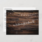 Rustic Wood Lichten Uitgestelde aankondiging huwel Briefkaart (Voorkant / Achterkant)