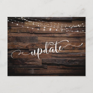 Rustic Wood & Lichten Uitgestelde huwelijksupdate Briefkaart