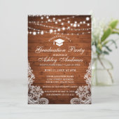 Rustic Wood Lights Afstuderen Uitnodiging W (Staand voorkant)