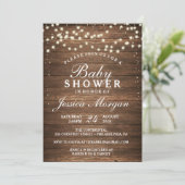 Rustic Wood & Lights Baby shower Kaart (Staand voorkant)