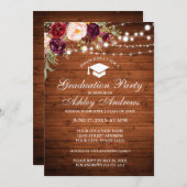 Rustic Wood Lights Bourgogne Grad Invitation de la (Devant / Derrière)