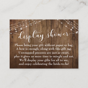 Rustic Wood & Lights Geen Wrap Bruiloft Feestkaart Informatiekaartje