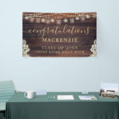 Rustic Wood Lights Lace Mason Jars Afstuderen Spandoek (Beurs)