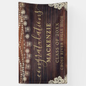 Rustic Wood Lights Lace Mason Jars Afstuderen Spandoek (Verticaal)