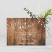 Rustic Wood & Lights Notice geannuleerd bruiloft K Kaart (Staand voorkant)