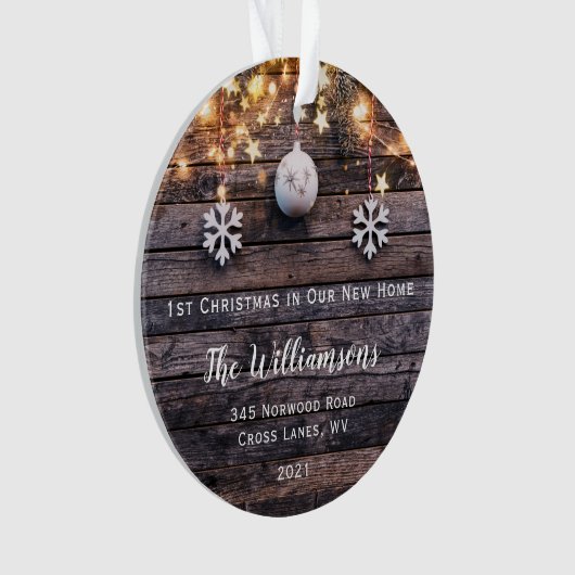 Rustic Wood Lights Stars New Home Photo Ornament (voorkant)