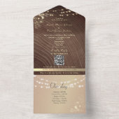 Rustic Wood Lights Timeline Wedding All In One Uitnodiging (Binnen)