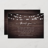 Rustic Wood Lights Wedding Bedankkaart (Voorkant / Achterkant)