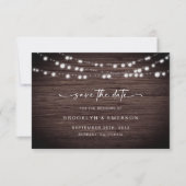 Rustic Wood Lights Wedding Save The Date (Voorkant)