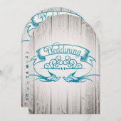 Rustic Wood  Love bird Wedding Invitation Kaart (Voorkant / Achterkant)