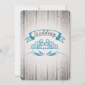 Rustic Wood  Love bird Wedding Invitation Kaart (Achterkant)