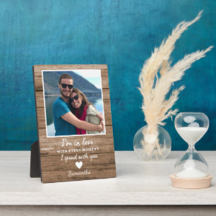 Rustic Wood Love Quote Couple Photo Jubileum Fotoplaat