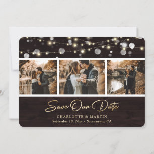 Rustic Wood Mariage Photo Enregistrer notre carte
