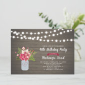 Rustic Wood & Mason Jar 40th Birthday Invitation (Debout devant)