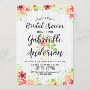Rustic Wood & Mason Jar Bridal Shower Invitation Kaart