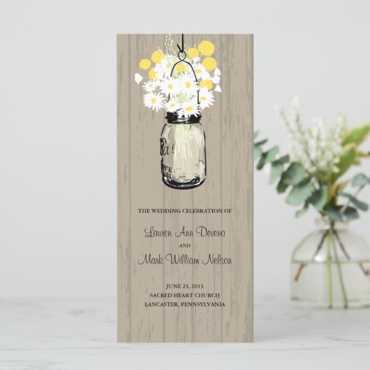 Rustic Wood Mason Jar et programme Fleur sauvage (Debout devant)